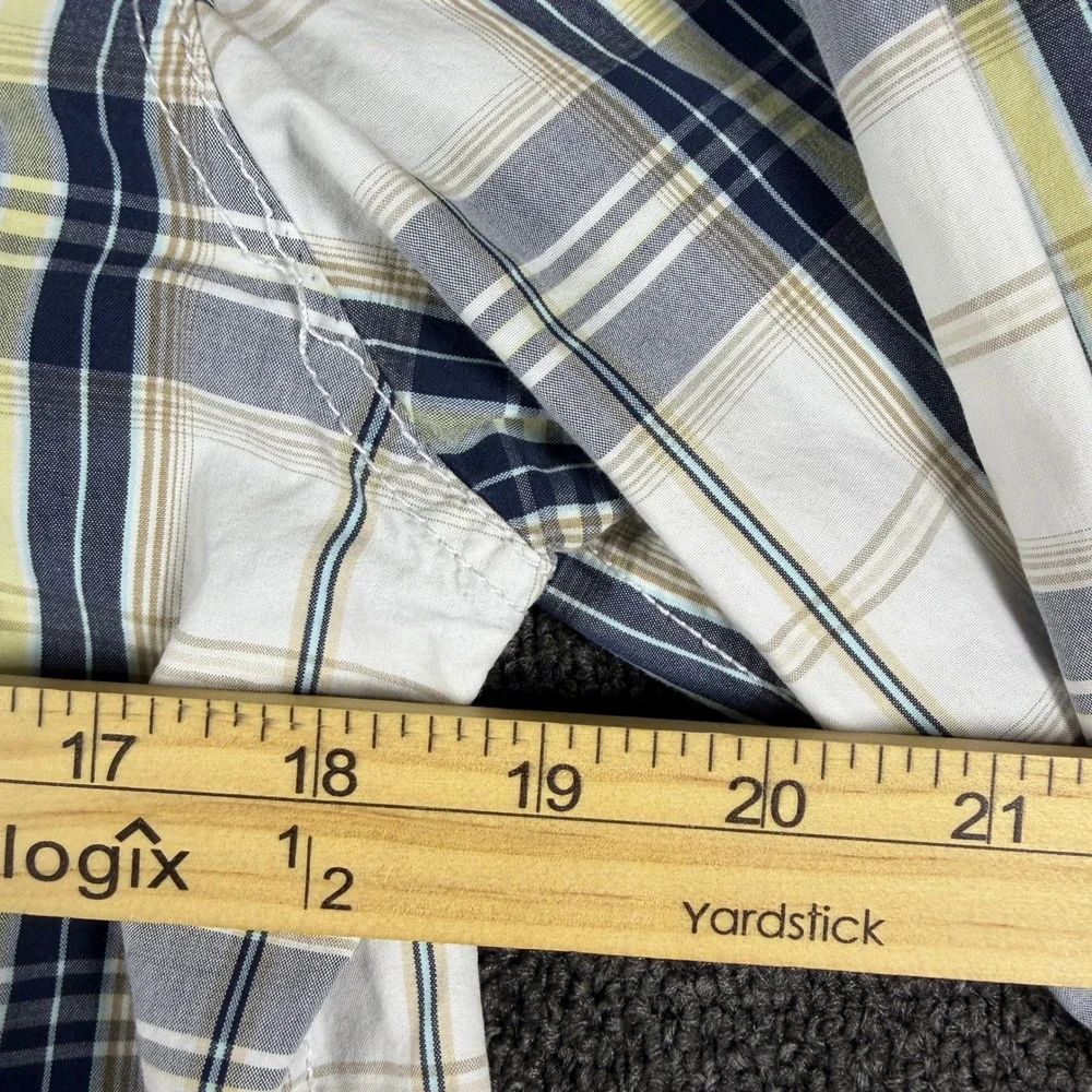 Hollister Mens Plaid Western Pearl Snap Shirt Navy Yellow White Size S Small